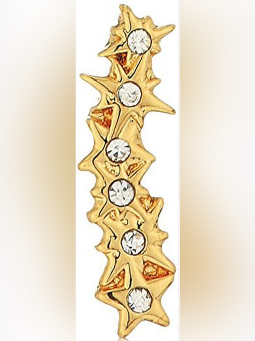 NWT [Rebecca Minkoff] Stargazing Gold Star Ear Crawler Climbers Studs w Crystals - Picture 4 of 10